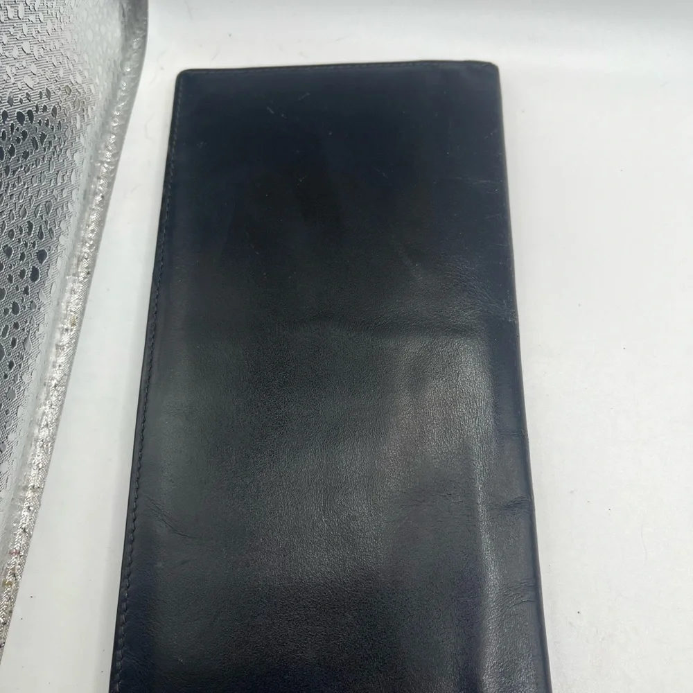 Dunhill Black Genuine Leather Men Long Wallet Gold Hardware 7 Inch